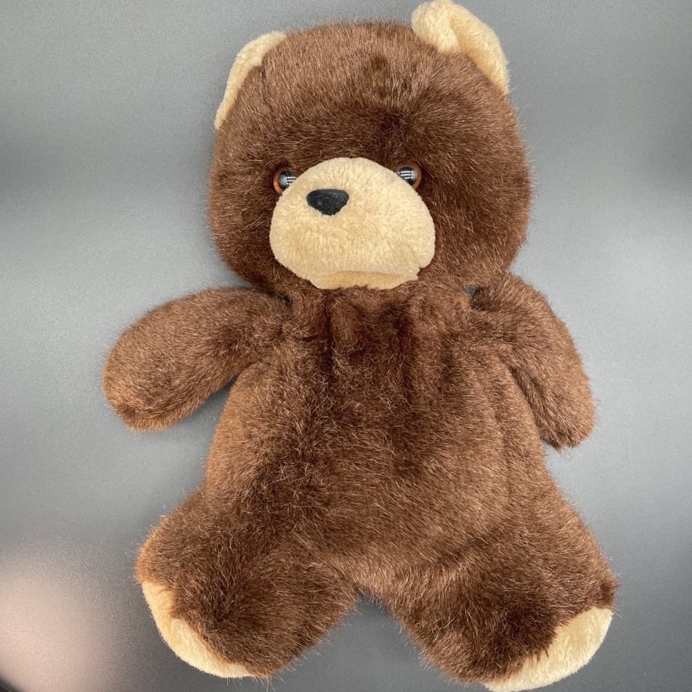 Vintage Dakin 1984 Teddy Bear Flocked Nose 15" Plush Stuffed Animal Brown Tan